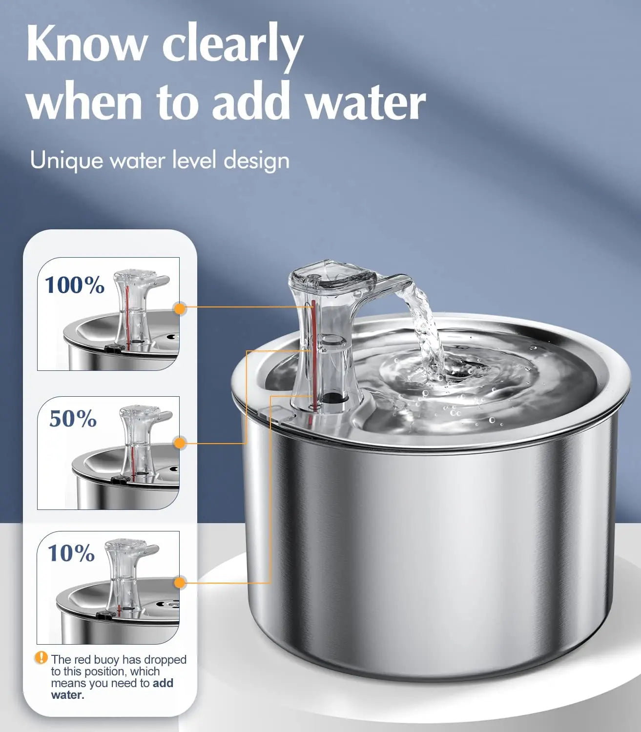 2L fully stainless steel cat water dispenser