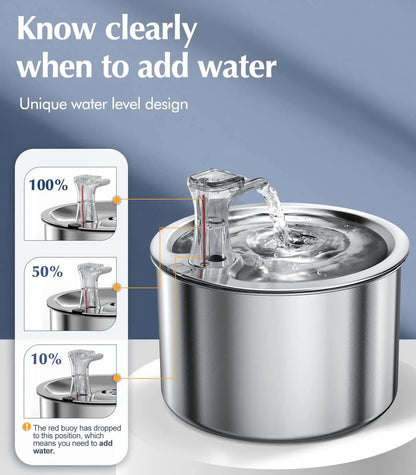 2L fully stainless steel cat water dispenser