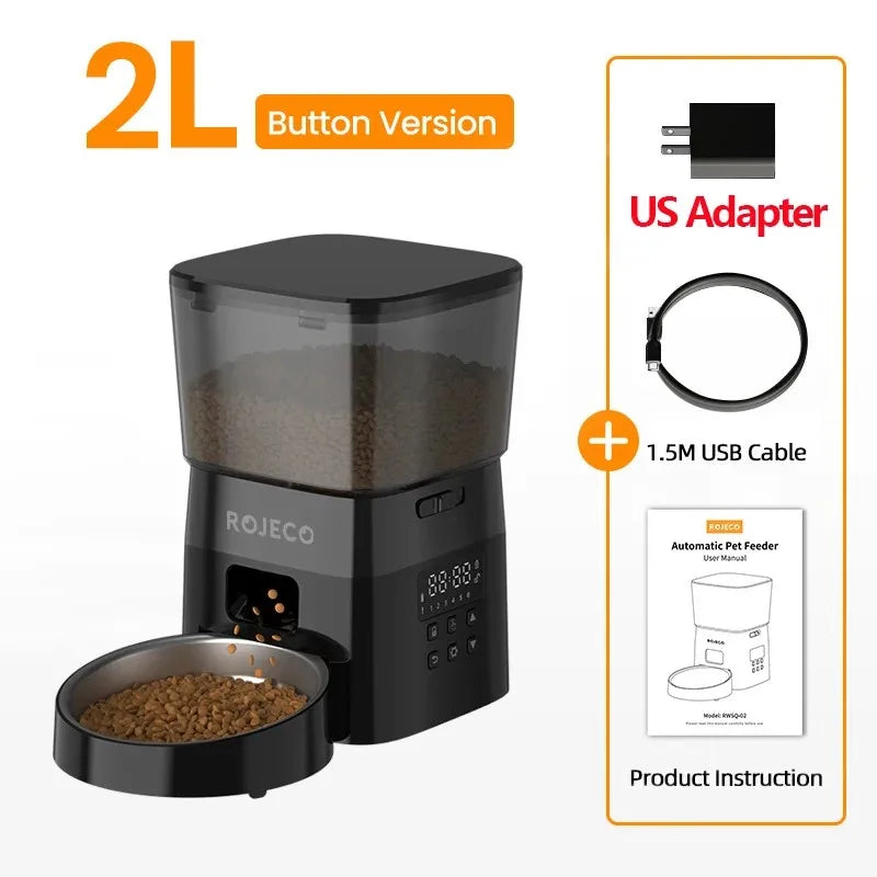 ROJECO Automatic Pet Feeder Button Version