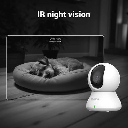Blurams 2.4＆5G WiFi Indoor Pet Camera, 2K, 360° PTZ Pet Dog IP CCTV Camera with Phone App, 2-Way Talk, Night Vision, for Home Securi