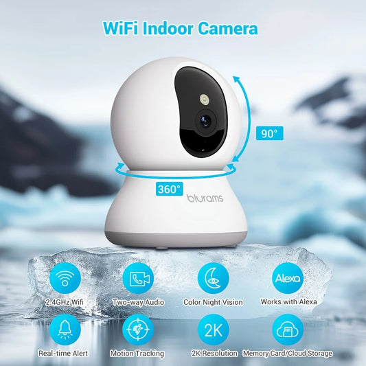 Blurams 2.4＆5G WiFi Indoor Pet Camera, 2K, 360° PTZ Pet Dog IP CCTV Camera with Phone App, 2-Way Talk, Night Vision, for Home Securi