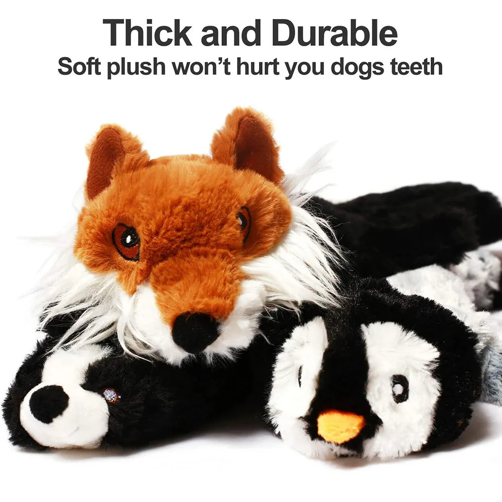 Stuffingless Plush Squeaky Dog Chew Toy