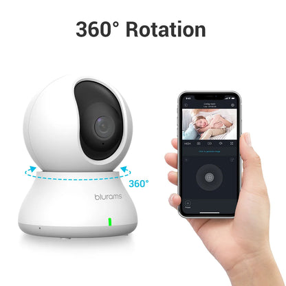 Blurams 2.4＆5G WiFi Indoor Pet Camera, 2K, 360° PTZ Pet Dog IP CCTV Camera with Phone App, 2-Way Talk, Night Vision, for Home Securi
